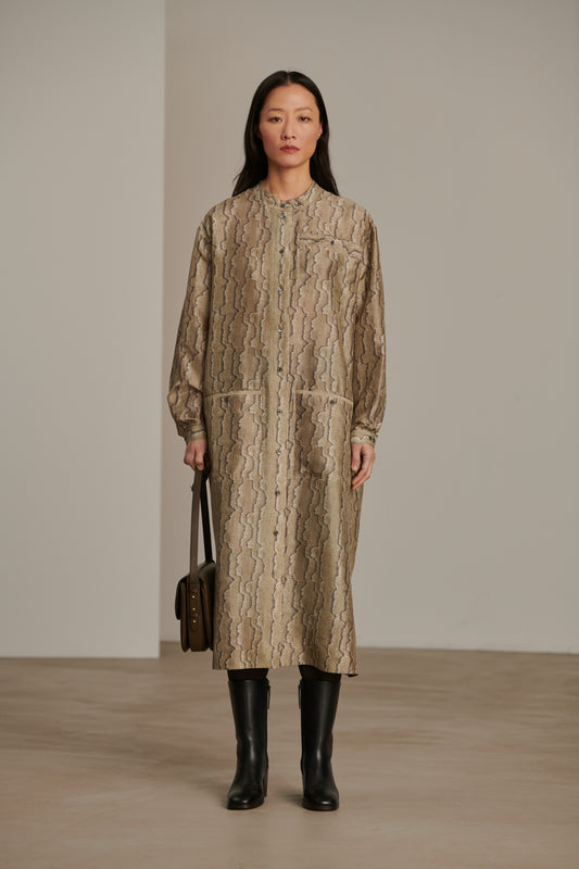 Belle Dress - Grey/Green - Silk - Women