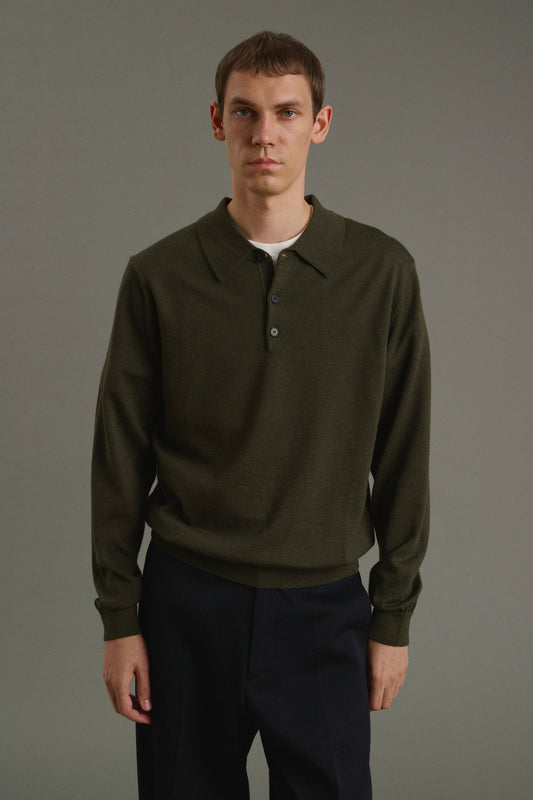 Pullover Etienne - Mélange Khaki - Merino Wool - Men