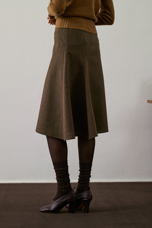 Jupe Gali - Marron Chiné - Laine - Femme