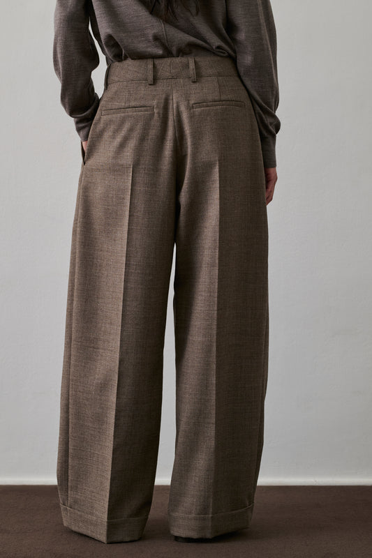 Pantalon Watson - Marron/Écru - Laine - Femme