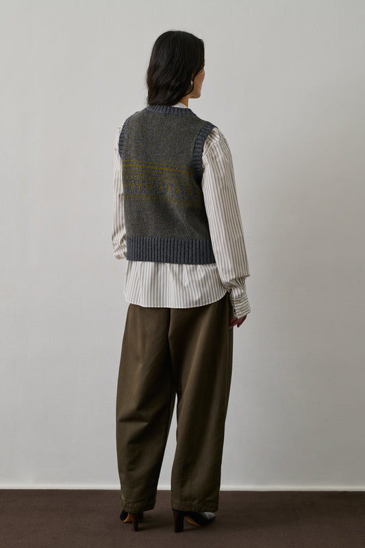 Pull Namaste - Gris/Olive - Laine - Femme