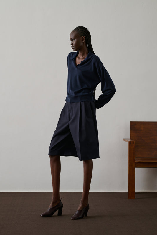 Bermuda Foster - Bleu Nuit - Laine - Femme