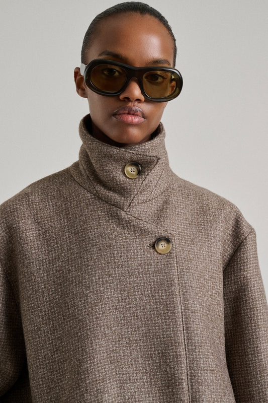 Germain coat - oversized taupe herringbone wool - Soeur