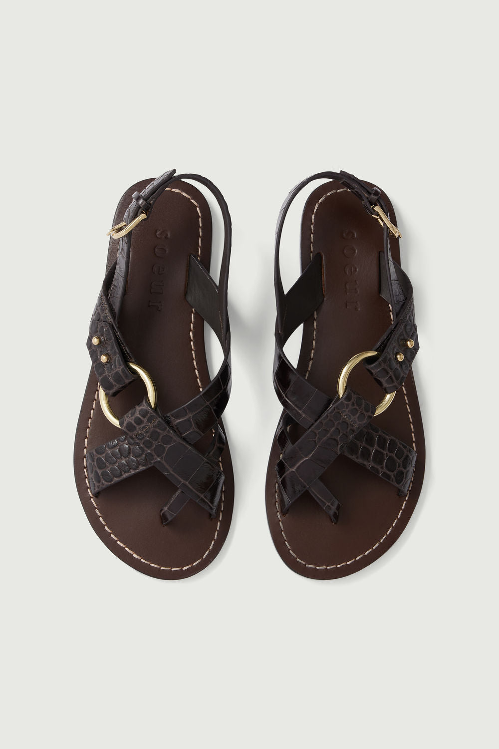 Sandales Florence - Marron Foncé - Cuir - Femme