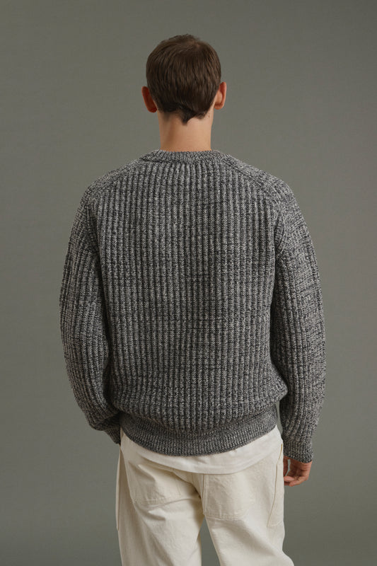 Pullover Osma - Ecru/Charcoal - Wool - Men