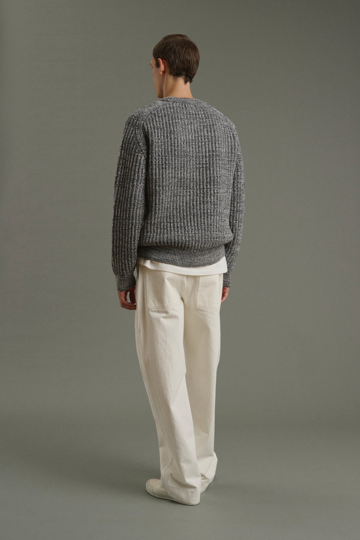 Pullover Osma - Ecru/Charcoal - Wool - Men vue 4