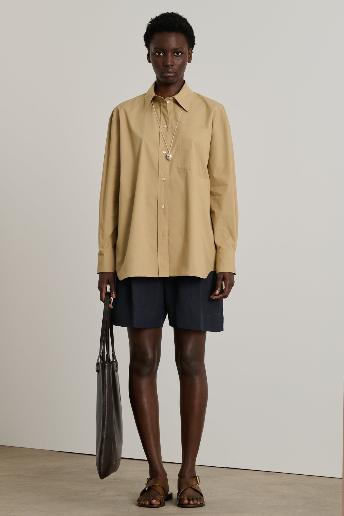 Carlotta Shirt - Dark Beige - Cotton - Women vue 2