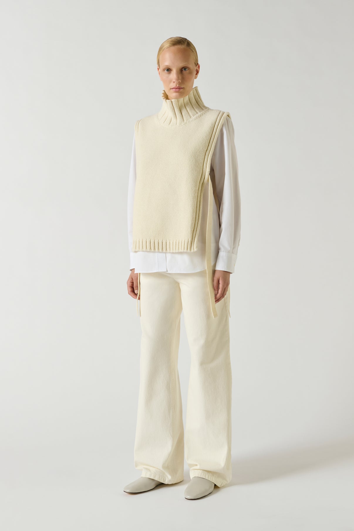 Pull Or - Ecru - Laine - Femme vue 2