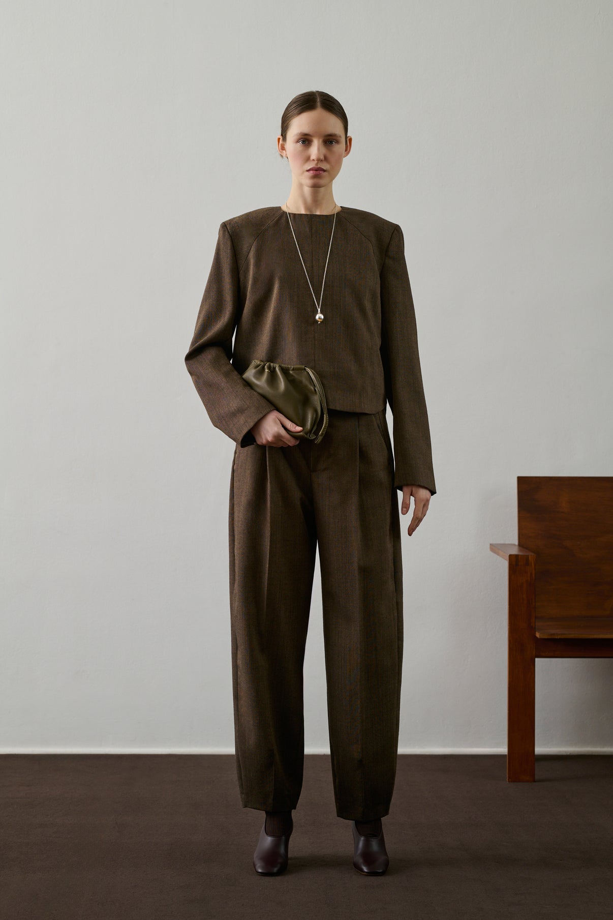 Pantalon Graham - Marron Chiné - Laine - Femme vue 1