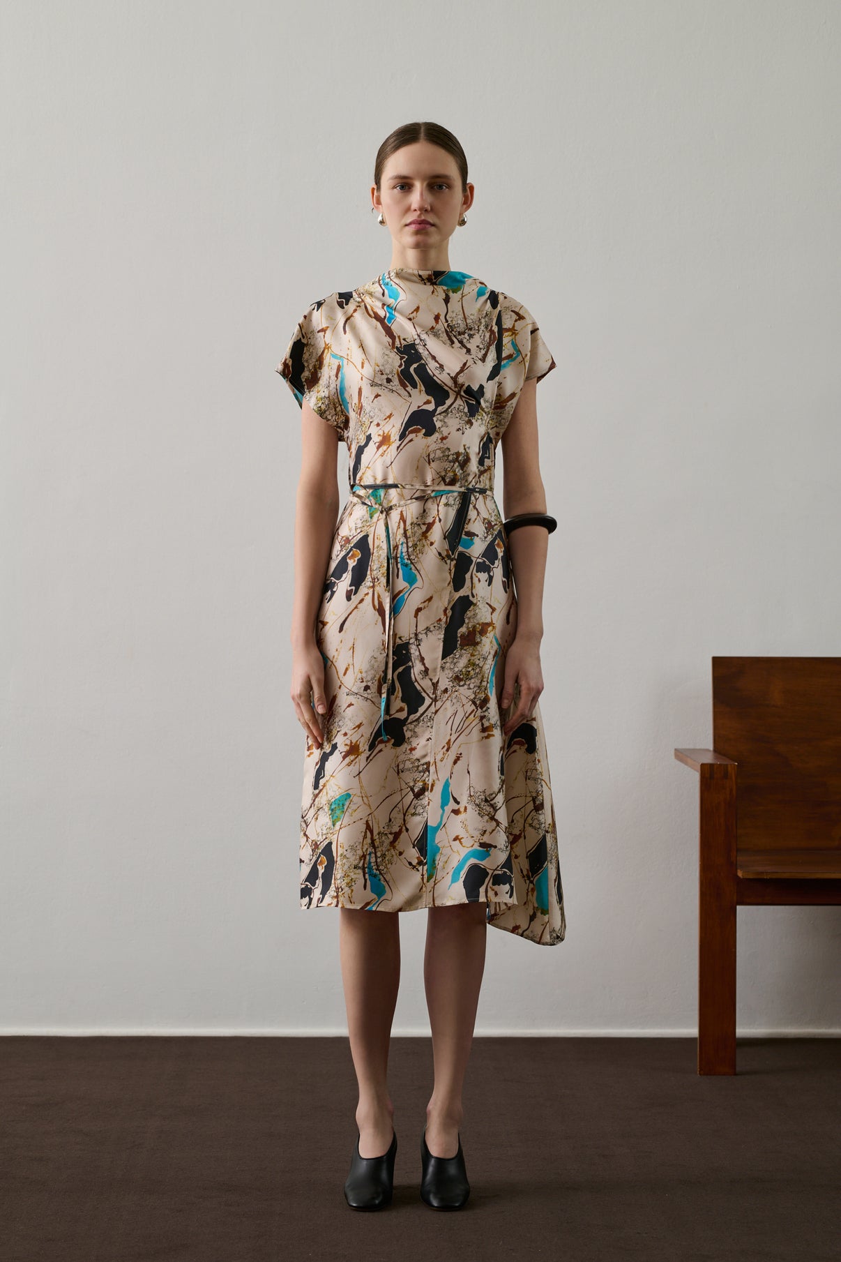 Robe Felicie - Beige/Turquoise - Soie - Femme vue 5