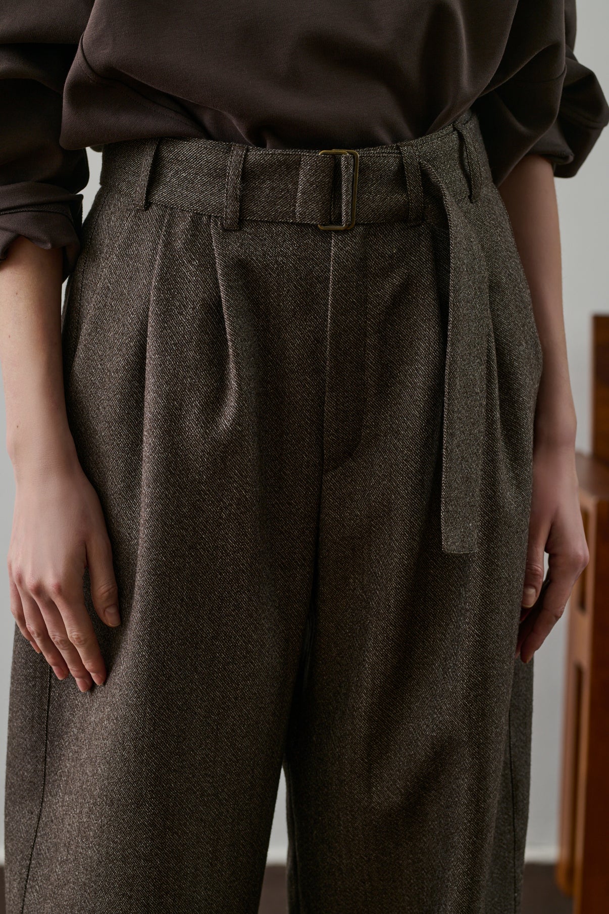 Pantalon Cole - Marron/Écru - Laine - Femme vue 5