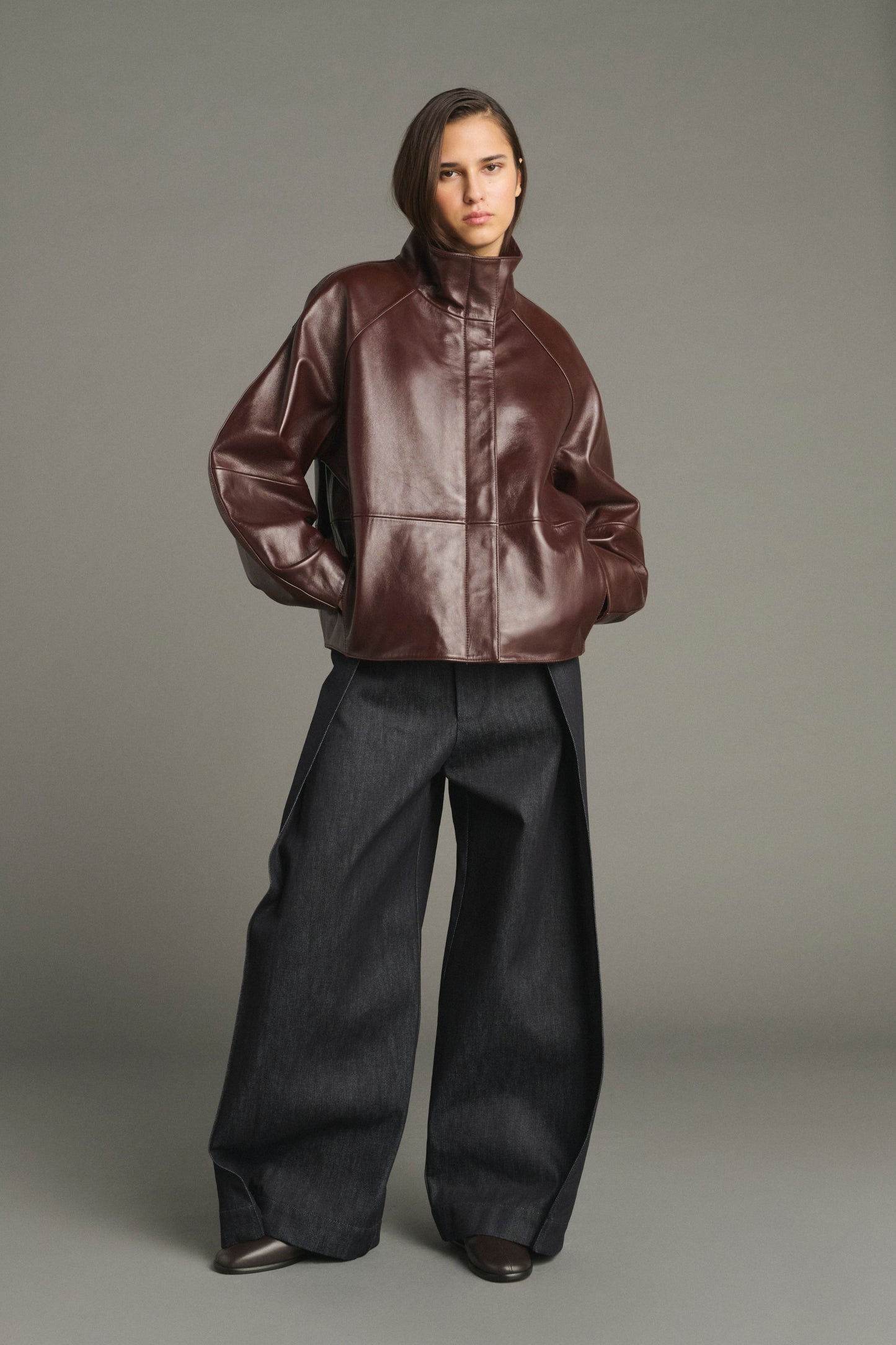 Gamma Jacket - Bordeaux - Leather - Women