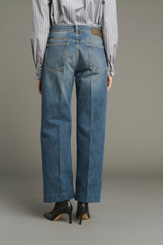 Jeans Jerry - Washed blue denim - Cotton - Femme
