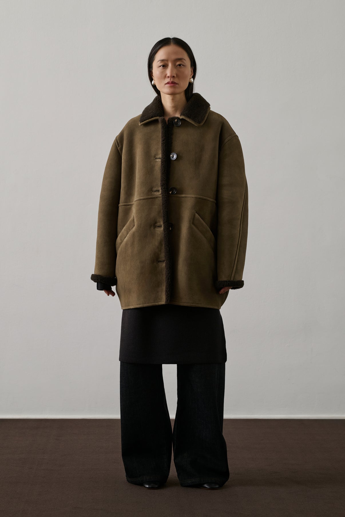 Manteau Breda - Taupe/Gris Foncé - Cuir - Femme vue 1