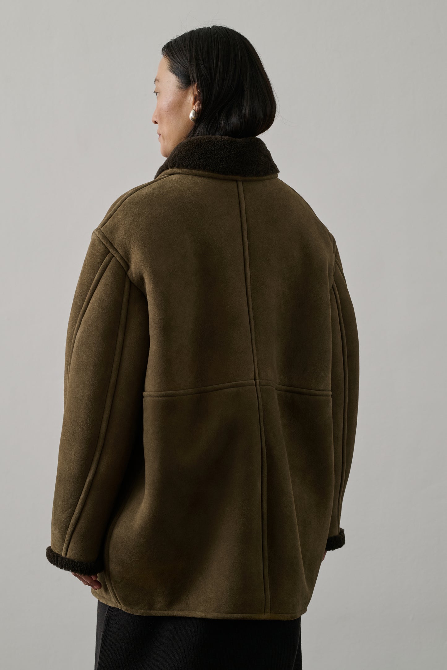 Manteau Breda - Taupe/Gris Foncé - Cuir - Femme