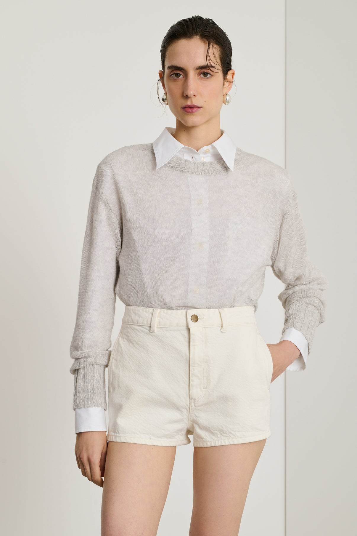 Short Cleo - Blanc Cassé - Coton - Femme vue 1