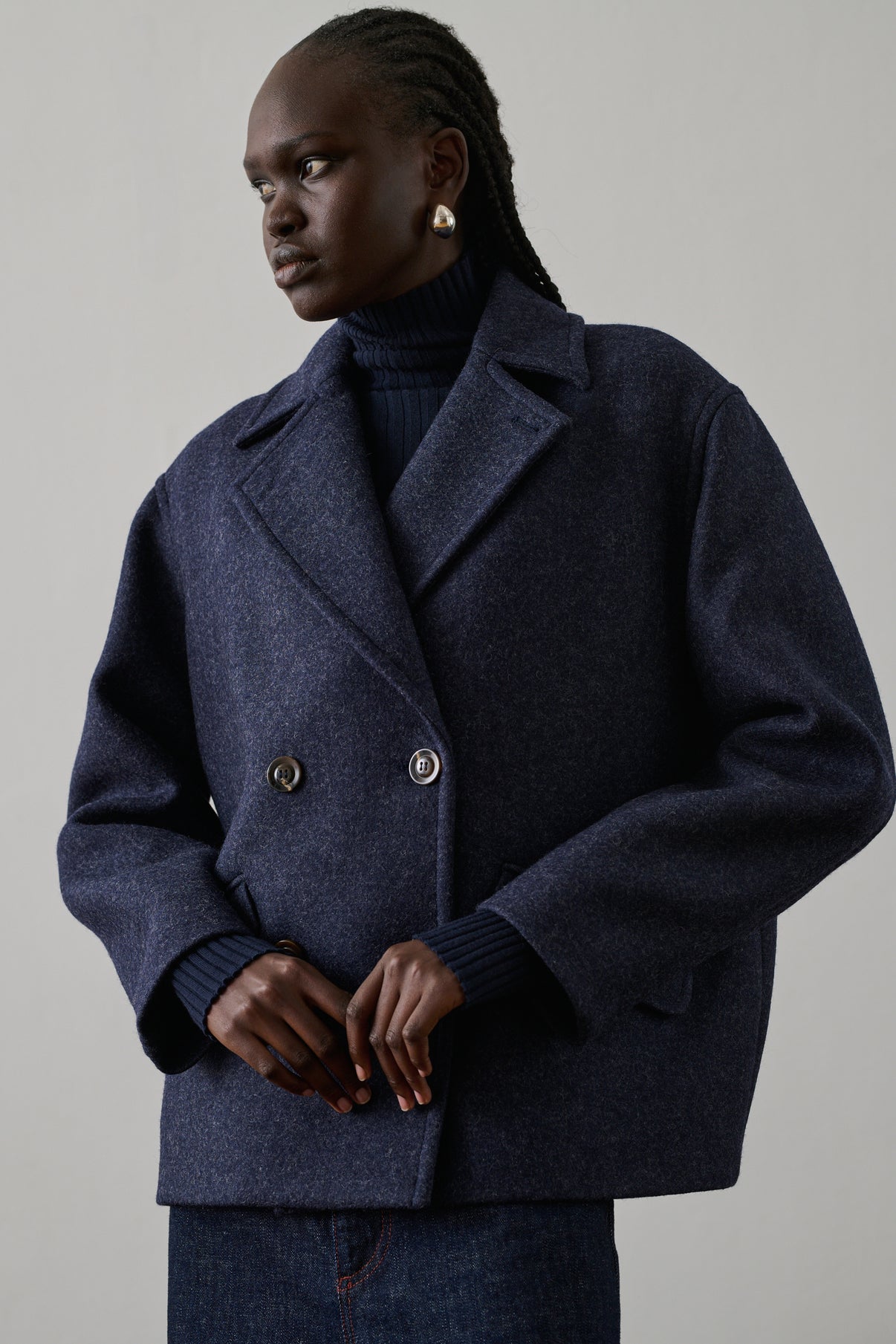 Caban Constant - Navy Chiné - Laine - Femme vue 1