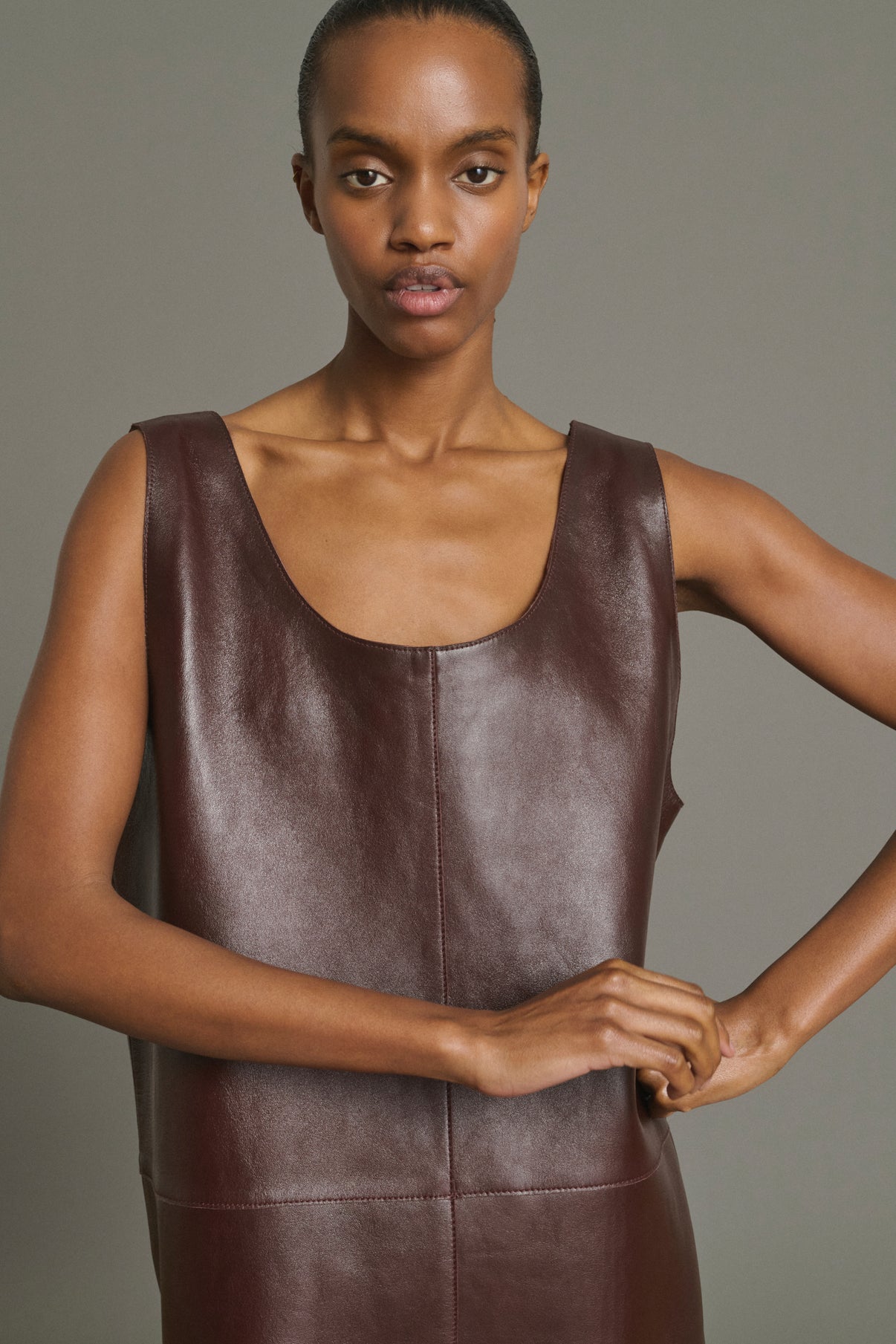 Dress Joa - Bordeaux - Leather - Women vue 3