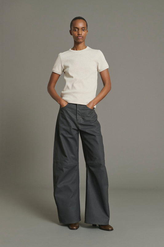 T-Shirt Aristide - Grey Marl Organic Cotton Ribbed Women - Soeur