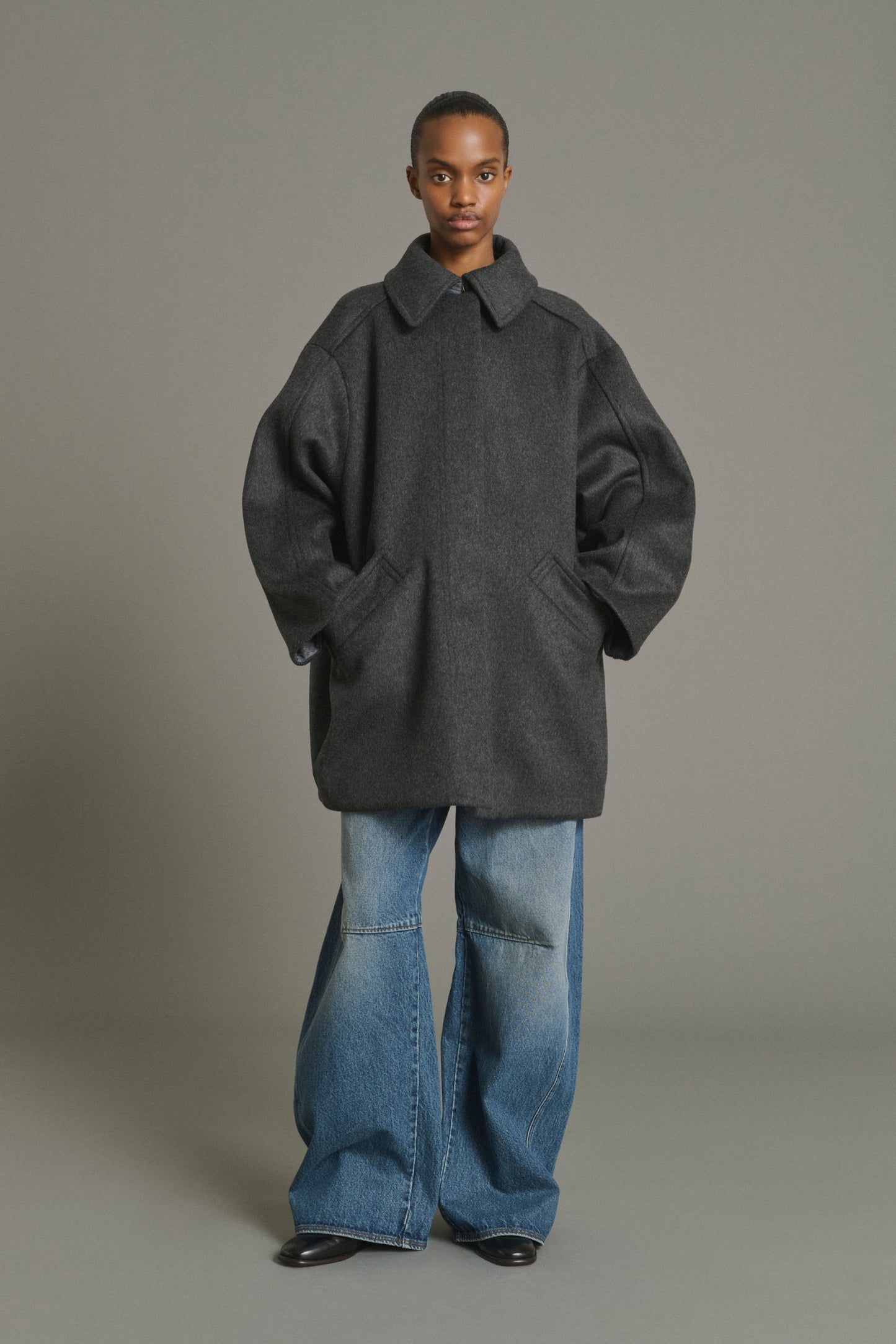 Coat Kasper - Anthracite Marl - Wool - Women