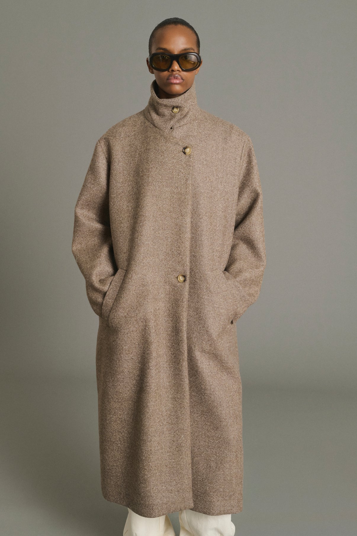Germain Coat - Taupe - Wool - Women vue 4