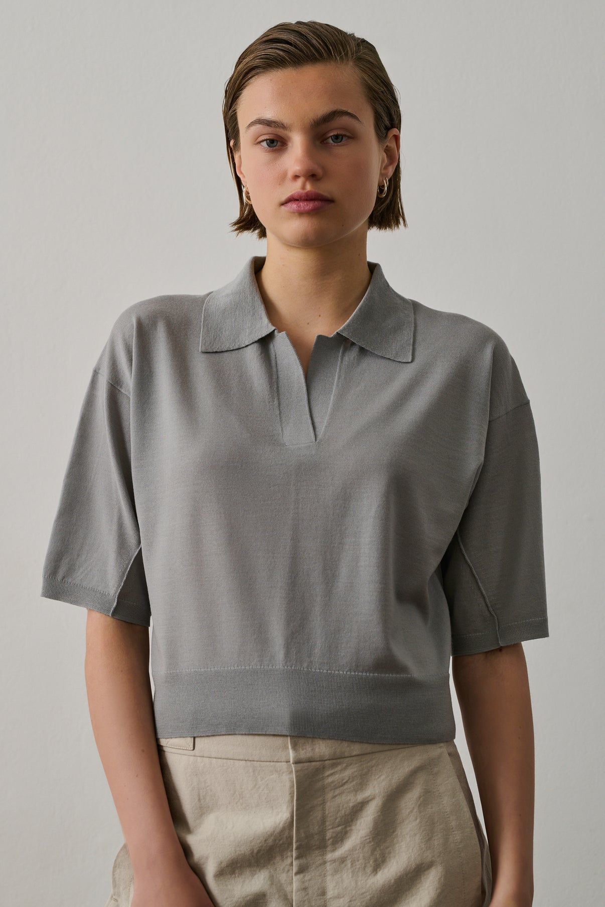 Polo Elton - Vert De Gris - Laine - Femme vue 1
