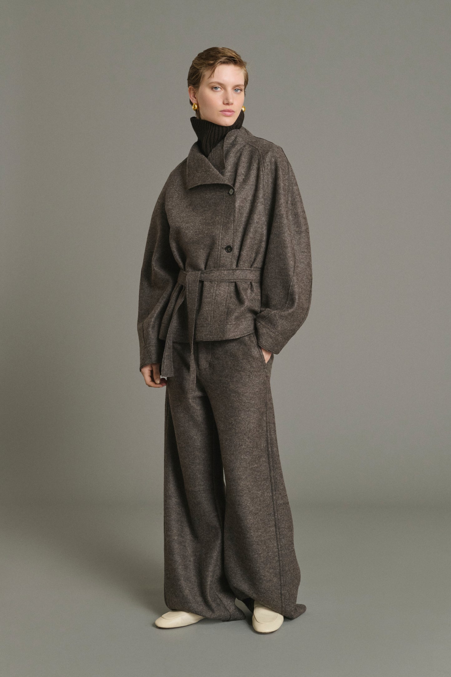 Gibson trousers - Taupe Marl - Wool - Women