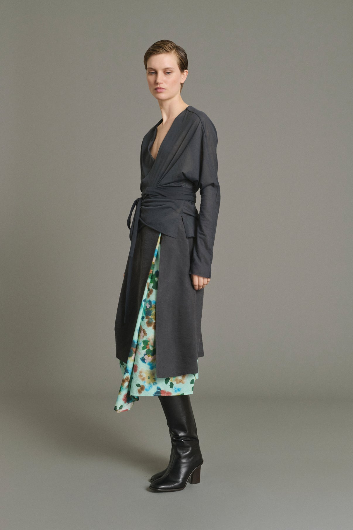 Joy skirt - Turquoise - Silk - Women vue 2