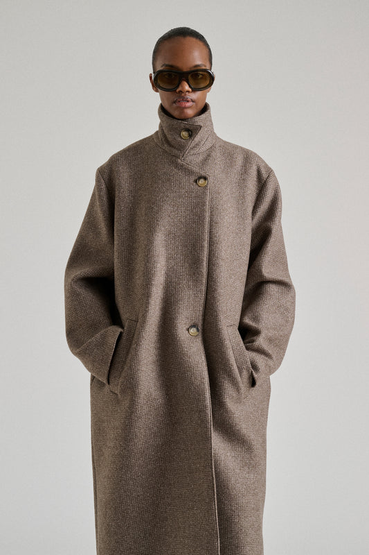 Germain coat - oversized taupe herringbone wool - Soeur