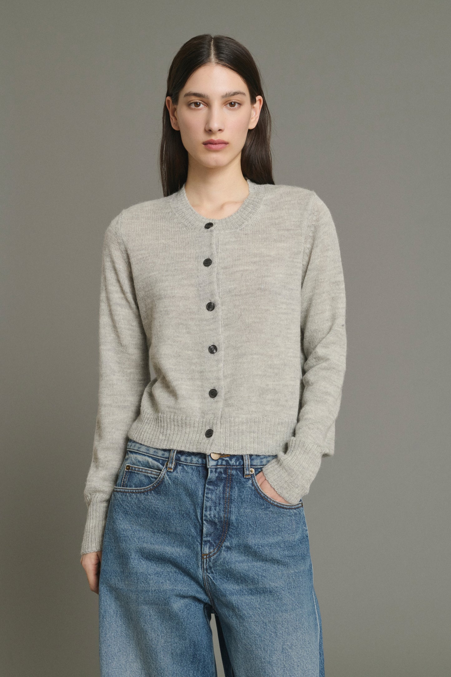 Griffith Cardigan - Light Grey Marl - Wool - Women