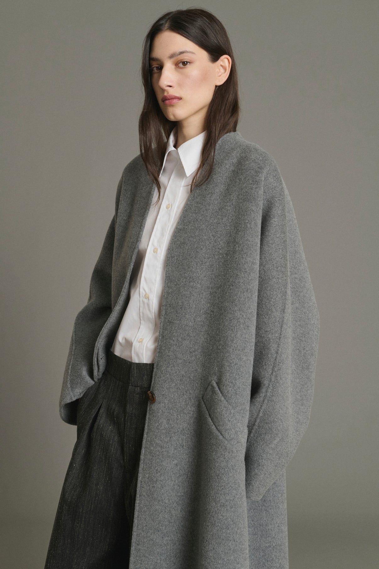 Harrow coat - Light Grey - Wool - Women vue 3
