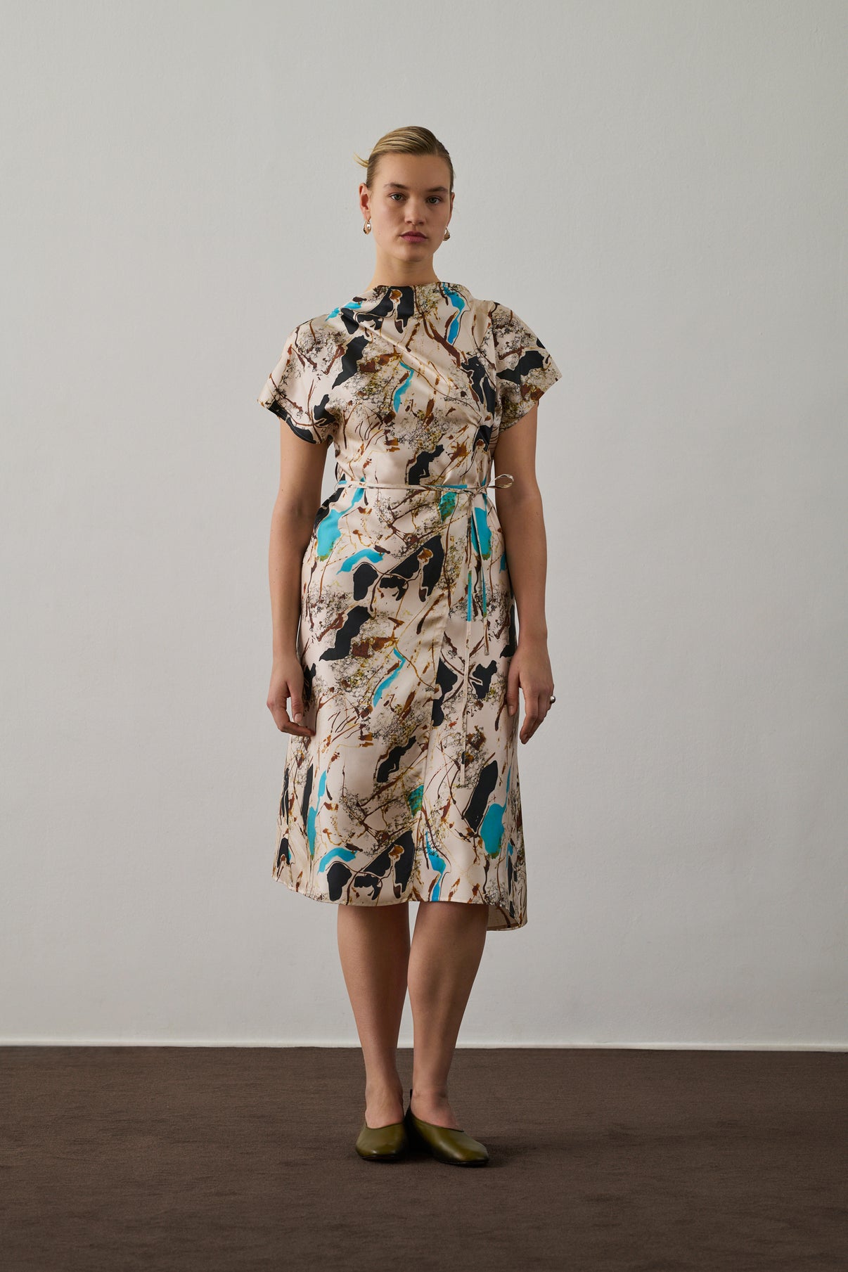 Robe Felicie - Beige/Turquoise - Soie - Femme vue 1