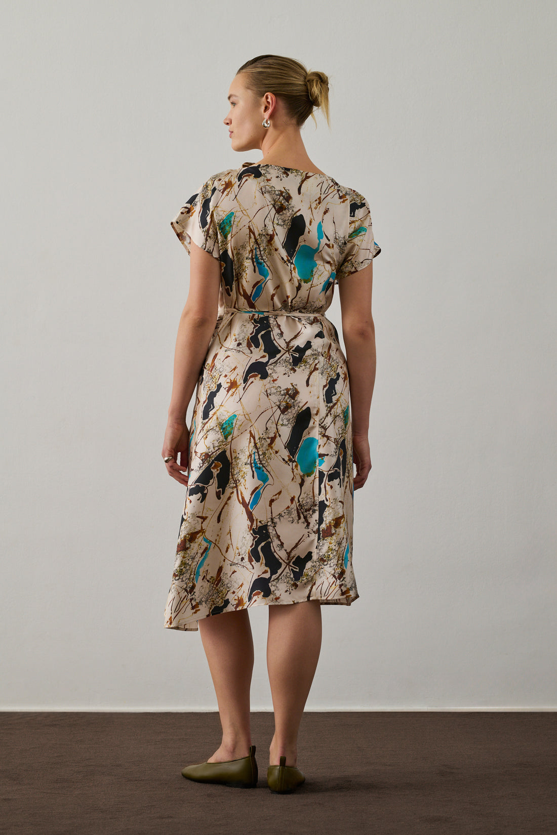 Robe Felicie - Beige/Turquoise - Soie - Femme