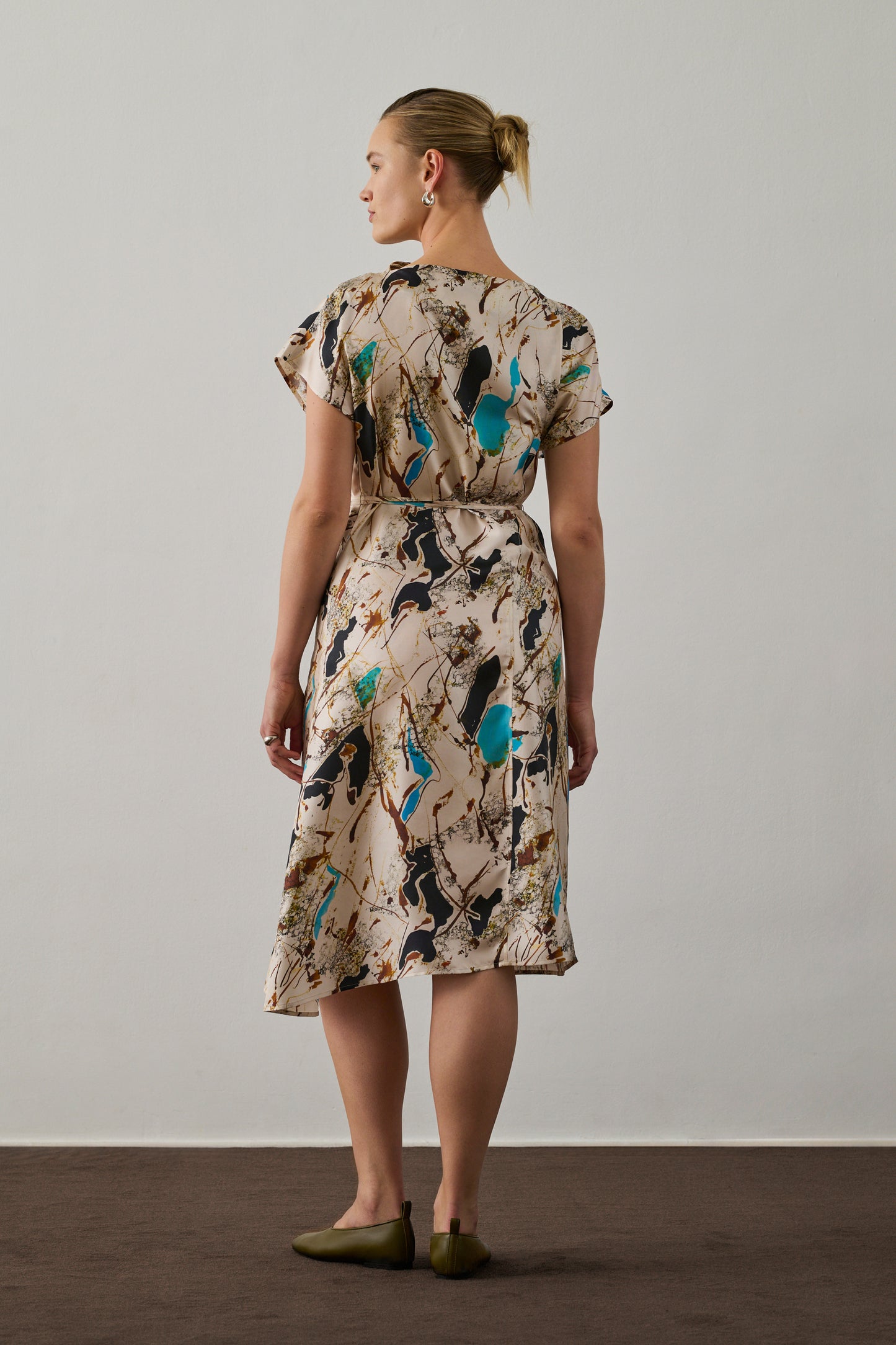 Robe Felicie - Beige/Turquoise - Soie - Femme