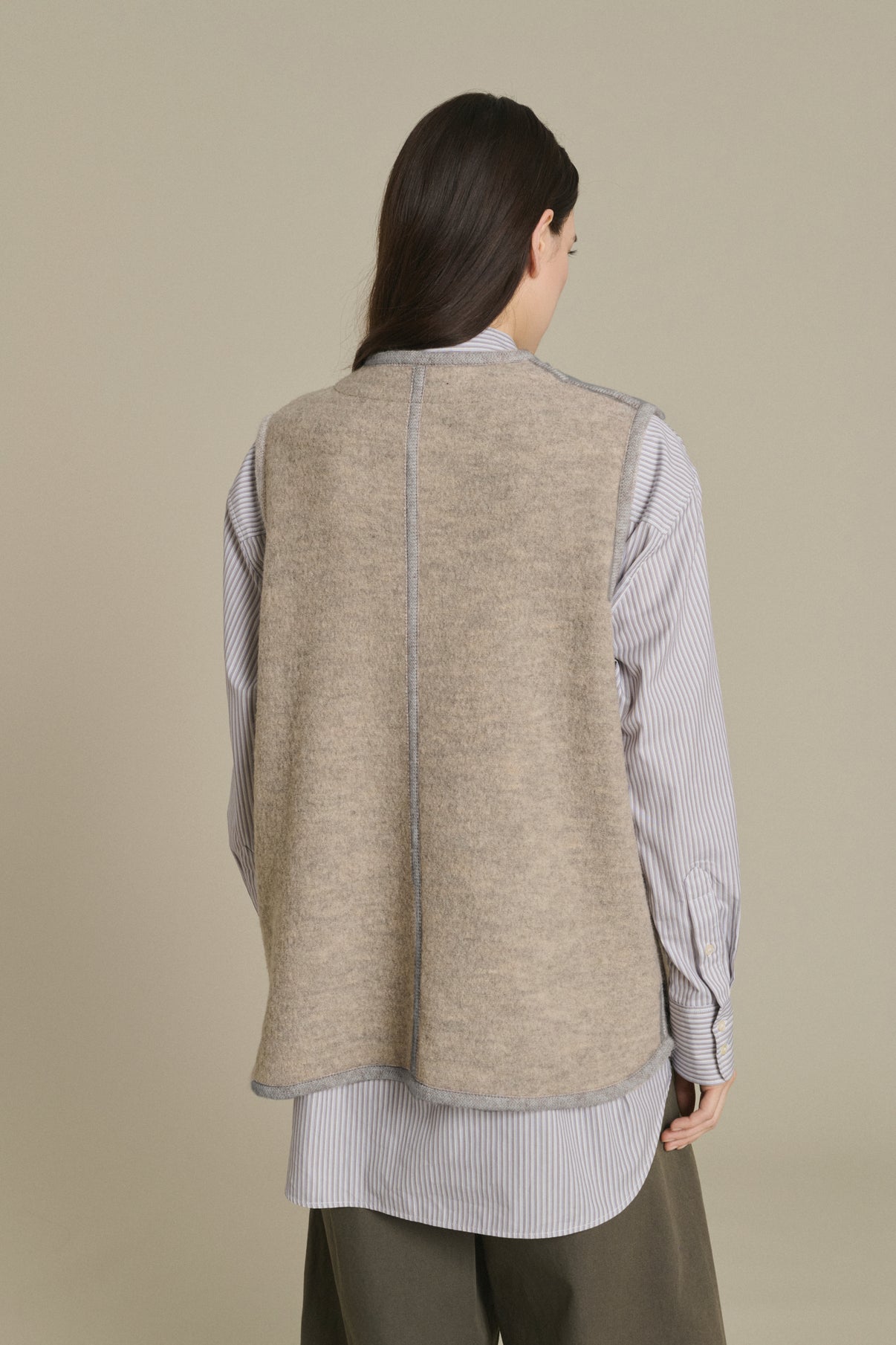 Chicago Jacket - Beige/Grey - Wool - Women vue 4