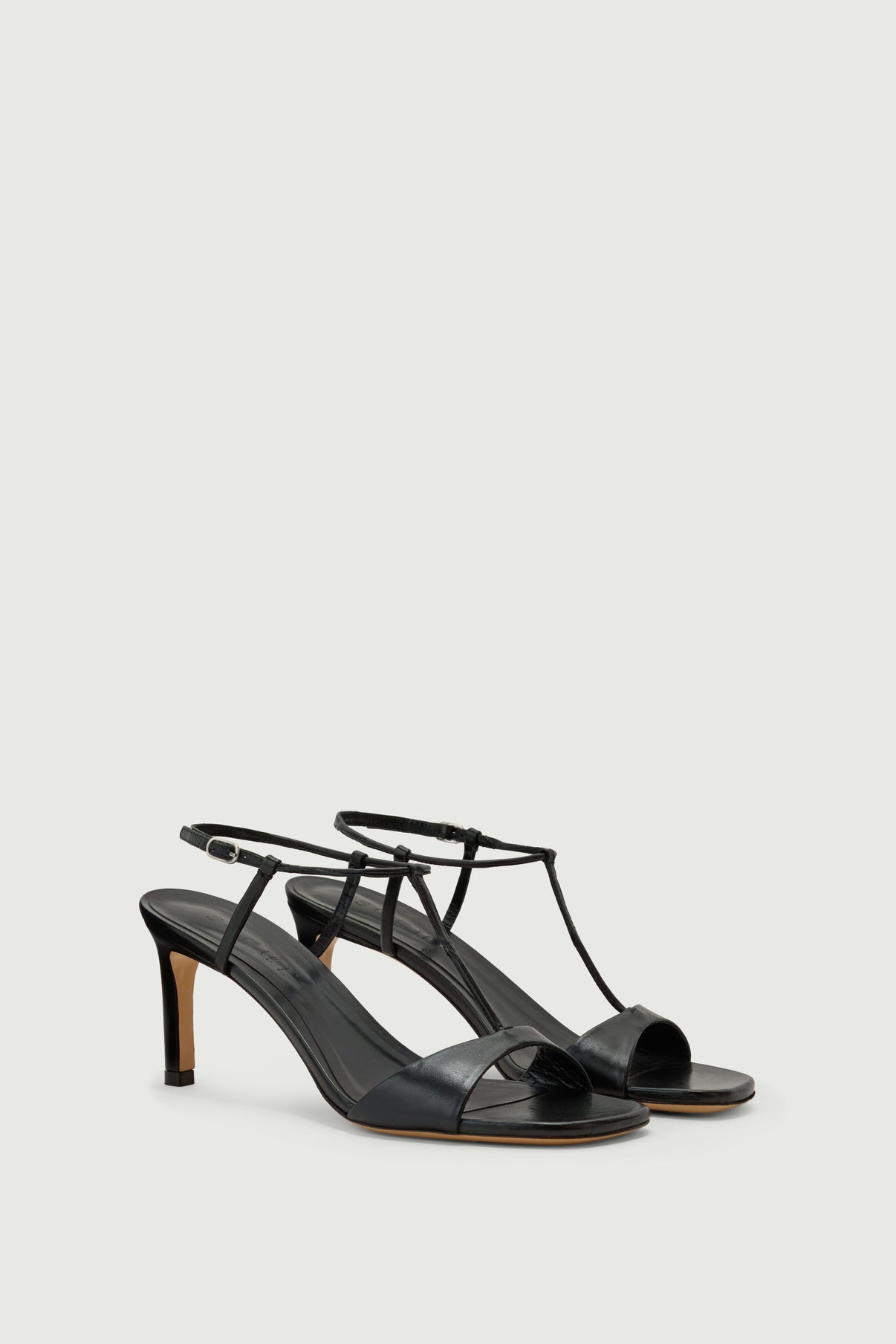 Cecilie sandals - Black Leather with Heel - Soeur vue 2