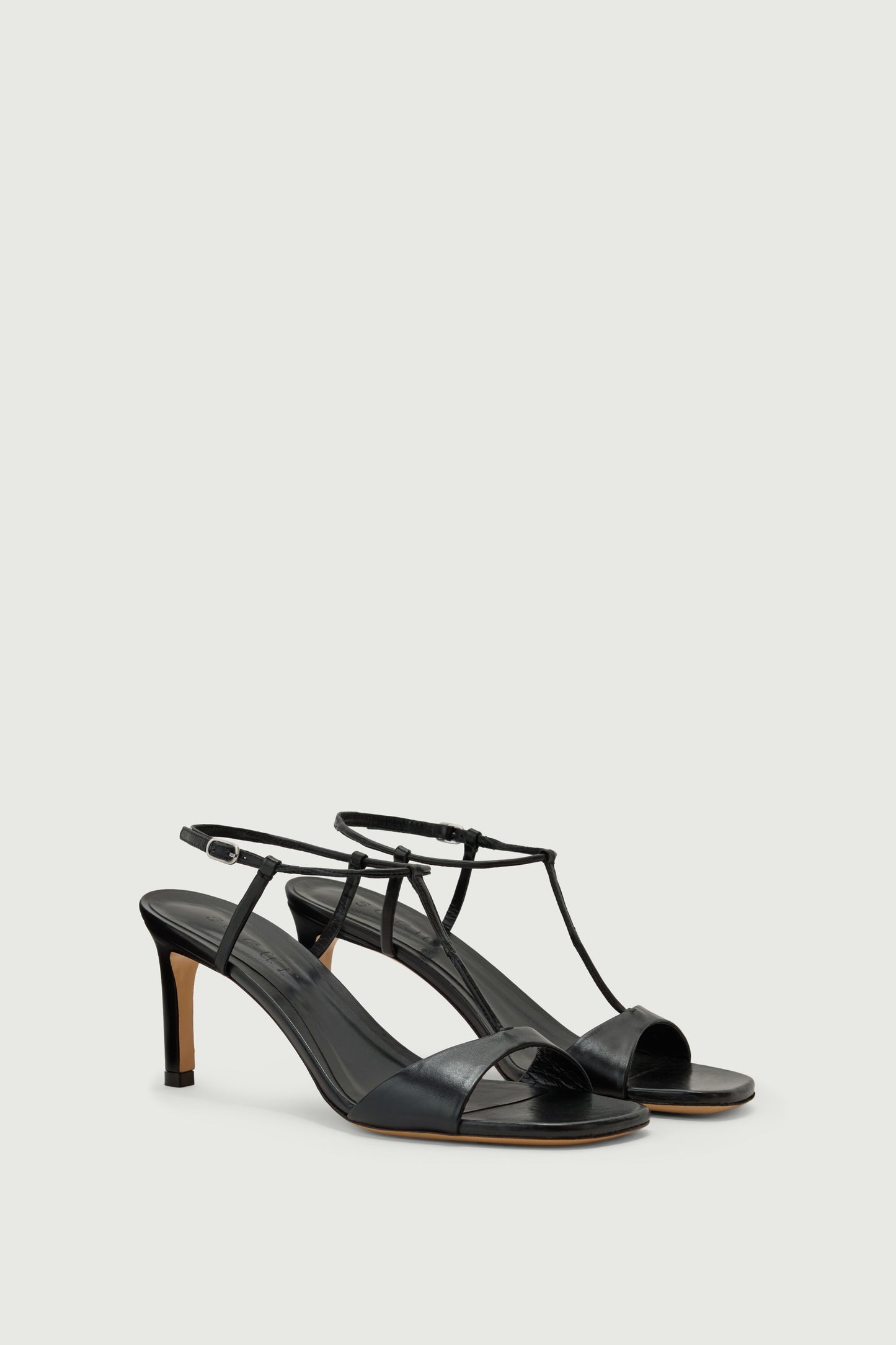 Cecilie sandals - Black Leather with Heel - Soeur