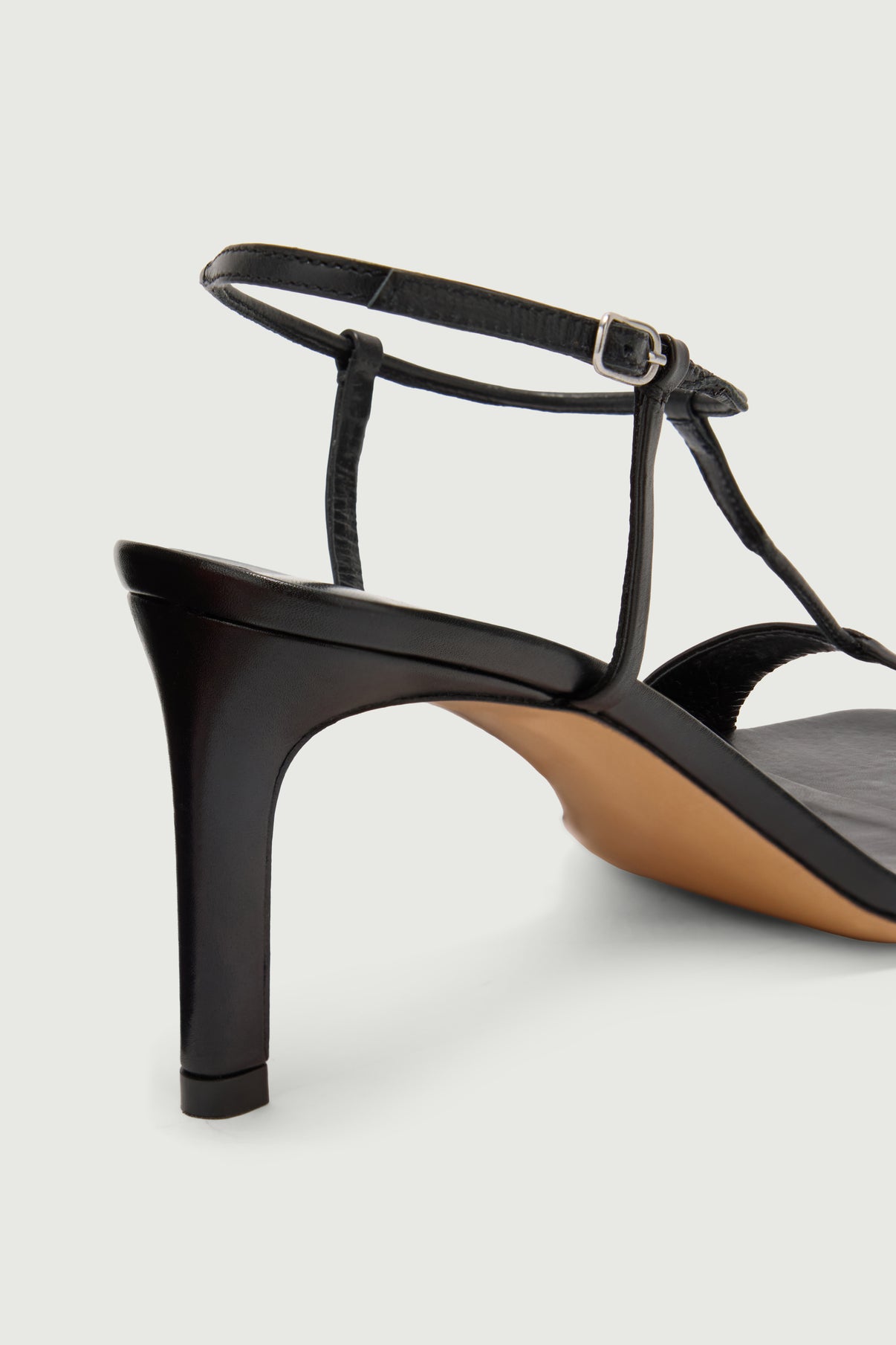 Cecilie sandals - Black Leather with Heel - Soeur vue 4