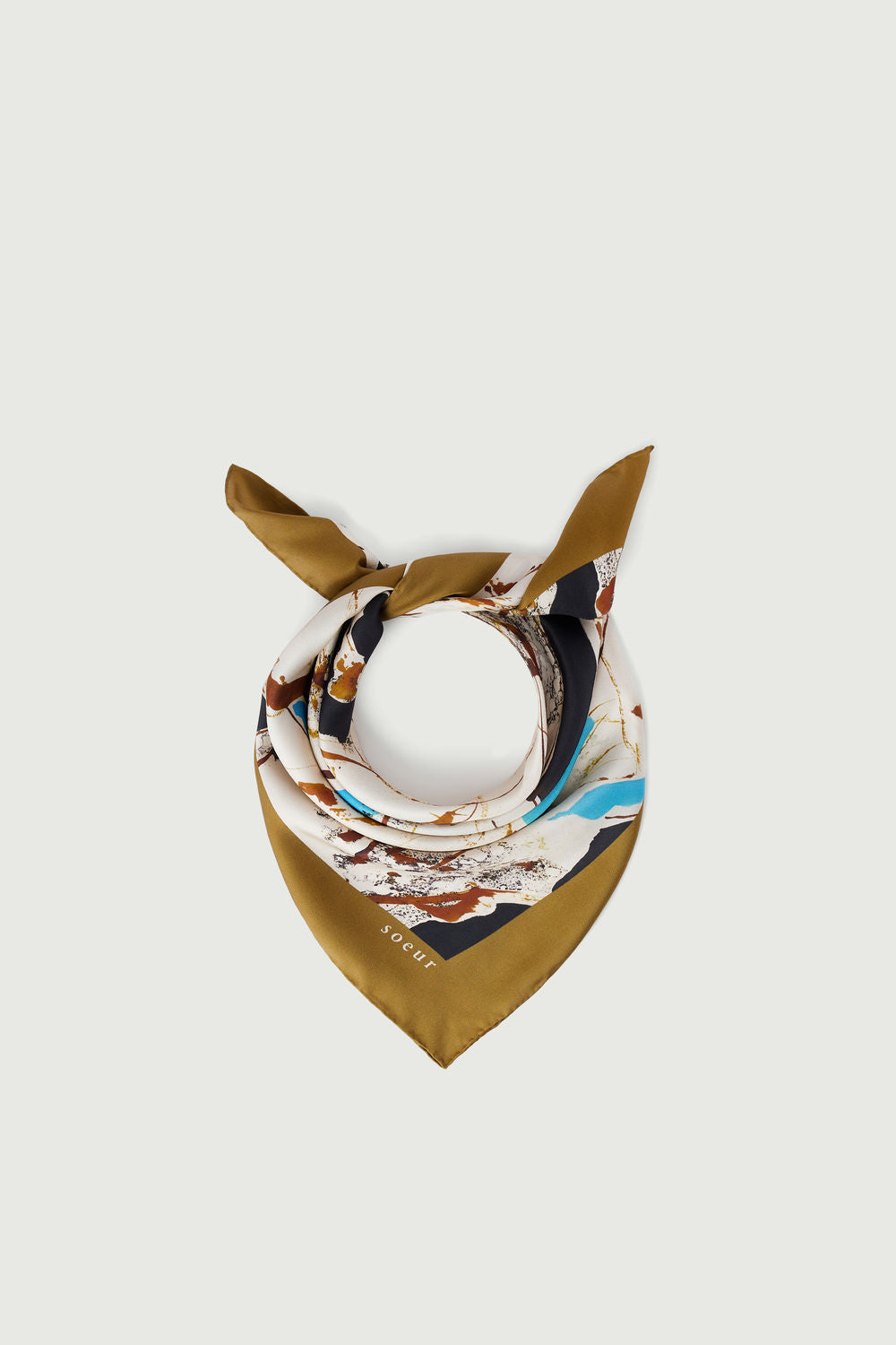 Foulard Capucine - Beige/Turquoise - Soie - Femme vue 2